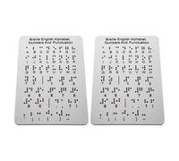 VALICLUD Braille Alphabet Board Aluminium-Plastic Panel, Interactive Learning Tool 2pcs with Raised Dots for Beginners for Blind in Education Settings