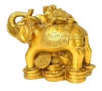 VALICLUD Brass Elephant Statue Desktop Decoration Small Elephant Figurine Craft Ornament for Home Office Living Tea Pet Feng Shui Decor