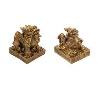 VALICLUD Brass Feng Shui Pi Yao Figurine Good Luck Charm Decor with Artistic Craftsmanship for Housewarmings and Festive Occasions, Golden Pixiu Sculpture Encouraging Harmony and Wealth
