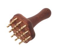 VALICLUD Brass Wood Meridian Massage Brush Tooth Guasha Comb for Body Scraping and Muscle Relaxation Handheld Pressure Massager for Abdomen Arms Legs and Back