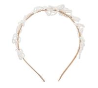 VALICLUD Bridal Headpiece Faux Pearl Headband with Floral Beaded Design Rhinestone Accents Wedding Flower Hairband for Brides Princess Hair Accessories for Ceremonies