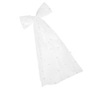 VALICLUD Bridal Pearl Bow Veil Clip Elegant Short Veil Hair Accessory for Weddings Photoshoots Dances Cosplay Safe Durable Hair Decoration for Classic Bridal Looks