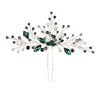 VALICLUD Bridal U Shaped Green Rhinestone Hairpin Elegant Wedding Hair Accessory Handmade Crystal Decorative Pin for Brides Comfortable Non Skid Design for Various Hairstyles