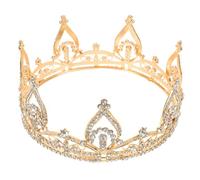 VALICLUD Bride Princess Crown round Dazzling Rhinestone Tiaras Hair Accessory for Wedding Prom Elegant Headpiece Shiny Crown Headband