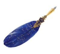 VALICLUD Calligraphy Pens Vintage Style Retro Dip Pen with Blue Plume and Metal Tip Versatile Use Easy Maintenance for Workspace and Creative Projects