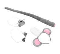 VALICLUD Cartoon Mouse Costume Set with Chef Hat Headband Bowtie Tail Nose Gray Mouse Cook Accessories for Halloween Animal Cosplay Party Carnival Dress Up Kit