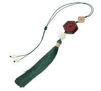 VALICLUD Carved Lotus Bagua Pendant Wooden Hanging Decor Six Path Engraved Lotus Bagua with Agate Inlay Delicate Wooden Craft Car Pendant for Interior Decoration