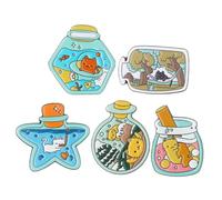 VALICLUD Cat Brooch Pin Set 5pcs Cartoon Drift Bottle Design Lapel Pin for Women Clothes Backpacks Jackets Gift Accessories