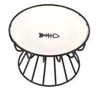 VALICLUD Cat Feeding Bowl High Base Kitten Feeder with Stable Bracket Elevated Design Ceramic and Iron Material with Storage Rack for Comfortable Feeding