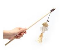 VALICLUD Cat Teaser Stick with Bell Fish for Indoor Cat Exercise | Wood and Linen Build, Easy Gripping Handle, Kitten Interaction, Compact Storage, for Cat and Kitten Play Random Color
