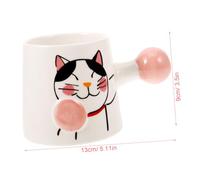 VALICLUD Ceramic Cat Pattern Water Cup with Stable Flat Base Adorable Pink Breakfast Milk Mug for Home and Students Creative Decorative Coffee Cup
