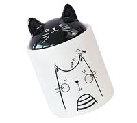 VALICLUD Ceramic Cat-shaped Sealing Canister with Lid Dustproof Multi-use Spice Holder and Sugar Container Smooth Glossy Finish for Kitchen and Desktop Storage Cute Decorative Jar