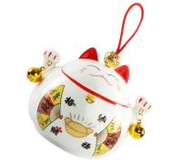 VALICLUD Ceramic Fortune Cat Tea Storage Jar with Lid, Small Sealed Multi-Function Tea Leaves Canister and Candy Box for Home Kitchen Organization