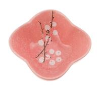 VALICLUD Ceramic Hamster Feeder Bowl Anti-Tip Triangle Food Dish Multi-Function Small Animal Feeding Bowl for Chinchilla Guinea Pig Pink Plum Blossom Pattern