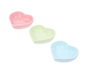 VALICLUD Ceramic Heart-Shaped Food and Water Bowls for Hamsters, Rodent Feeding Dishes Anti-Spill Design Suitable for Hedgehogs, Gerbils, and Rats, 3 Pieces