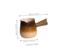 VALICLUD Ceramic Milk Pan with Pour Spout Turkish Coffee Pot and Stove Top Tea Maker Coarse Pottery with Elegant Gradient Design for Outdoor Camping and Milk Warming