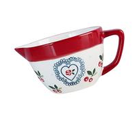 VALICLUD Ceramic Spout Mixing Bowl with Handle for Beating Eggs and Soup Bright Cherry Colored Dessert and Salad Bowl Easy to Clean and Break Resistant for Home and Restaurant Use
