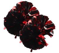 VALICLUD Cheer Pom Poms 2Pcs Black and Red Glossy Smooth Handle 4-Inch Compact Reusable Props for Dance and Team Sports Cheerleading
