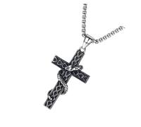 VALICLUD Chic Titanium Steel Necklace with Twisted Snake Cross Pendant Punk Sweater Chain Accessory for Men and Women Street Photography Gift Jewelry