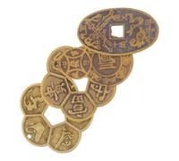 VALICLUD Chinese Divination Coins with Ancient Style Intricate Patterns Feng Shui 4pcs Brass Coins for Fortune-telling and Wealth Bringing Golden Brass Material Suitable for Feng Shui