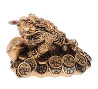 VALICLUD Chinese Feng Shui Wealth Toad Statue Resin Craft Lucky Frog Decor for Home Office Prosperity Fortune Charm with Coin Design for Business Opening