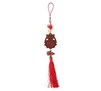 VALICLUD Chinese Feng Shui Wood Bagua Mirror with Beast Head Ornament for Wealth Prosperity Protection Easy Hanging Lucky Charm Decoration for Home Office Car