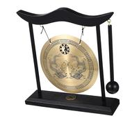 VALICLUD Chinese Gong with Mallet Copper Tabletop Percussion Instrument Sturdy Antique Handicraft Decoration for Meditation Home Office Display