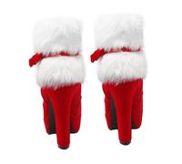 VALICLUD Christmas Ankle Boot Shoes Women High Heel Thick Platform Plush Short Boots Non Slip Rubber Sole Holiday Stylish Footwear