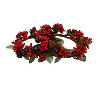 VALICLUD Christmas Berry Rings 2PCS Christmas Candle Wreath Rings for Candle Pillars Red Berry Small Wreath for Rustic Wedding Centerpiece Table Decoration Style 1 Red Berry Wreath