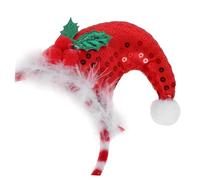 VALICLUD Christmas Glitter Hat Headband with Red Pom Pom Festive Cartoon Hair Hoop for Women and Xmas Costume Accessory for Holiday Parties Family Reunions and Photo Props