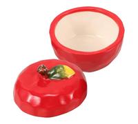 VALICLUD Christmas Red Apple Ceramic Container with Lid Multifunctional Candle Holder and Food Storage Jar Airtight Sugar Bowl Candy Dish Spice Pot Tea Canister for Home Decor and Holiday