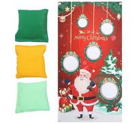 VALICLUD Christmas Sandbag Toss Game Set with Red Polyester Flags and 3 Sandbags, Safe Outdoor Throwing Game for Family Christmas Fun and Festive Party Decoration Random Color