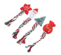 VALICLUD Christmas Teething Dog 4pcs, Portable Molar Chew with Plush Rope for Puppy Training, Household Funny Chewing Accessories in Santa Hat, Christmas Tree, Snowflake, and Bag Designs