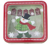VALICLUD Christmas Tinplate Empty Tin Square Candy Cookie Storage Container Box Santa Claus Christmas Biscuit Tins