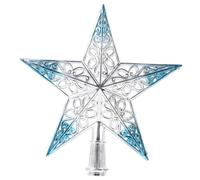 VALICLUD Christmas Tree Top Hat Decoration, Xmas Treetop Ornaments, Silver Blue, Christmas Tree Top Decoration, 20X20CM