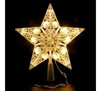 VALICLUD Christmas Tree Topper Star 21Cm Warm White Plastic Star Light for Treetop Decor Battery Operated Christmas Adornment