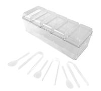 VALICLUD Clear Multi-Compartment Ice Chilled Condiment Server with Tongs and Forks Fresh-Keeping Fruit and Salad Organizer Tray for Home Outdoor Picnic Party Use Large Capacity Storage Box