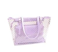 VALICLUD Clear Zippered Tote Bag Dots Patterned Bags for Women Girls Transparent Beach Handbag with Inside Purse Bag (Purple)