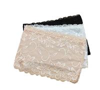 VALICLUD Cleavage Cover Up 3pcs Lace Bandeau Bra Strapless Bandeau Tube Tops for Women Flexible Crop Seamless Bandeau Top Sleeveless Black Tube Top See Through White Tube Top (Size XL) Boob Towel