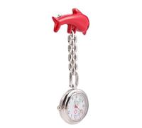 VALICLUD Clip-on Hanging Nurse Watch Alloy Pocket Watch for Doctors Red Dolphin Design Easy Read Display for Medical Professionals