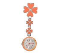 VALICLUD Clip-on Nurse Watch Orange Rose Pattern Flower Design Pocket Watch for Nurses and Students 1-Piece Fob for Health Care Professionals