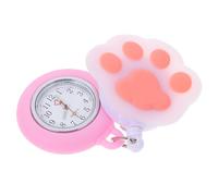 VALICLUD Clip-on Nurse Watch with Retractable Cord, Cat Paw Pattern Silicone Cover, Luminous Quartz Dial for Doctors and Nursing Exams