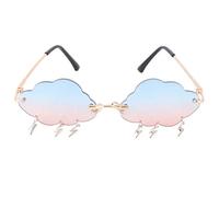 VALICLUD Cloud Sunglasses Rimless Vintage Sunglasses Funny Irregular Disco Glasses Lightning Tassel for Women Men Tinted Eyewear