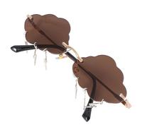 VALICLUD Cloud Sunglasses Rimless Vintage Sunglasses Funny Irregular Disco Glasses Lightning Tassel for Women Men Tinted Eyewear Coffee