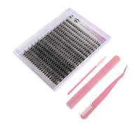 VALICLUD Cluster Lashes Kit with Individual Eyelashes and Adhesive Reusable Eyelash Extension Set for DIY Application with Lash Tweezers Suitable for Natural Look and Special Occasions