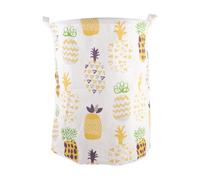 VALICLUD Collapsible round Laundry Basket with Pe Coating and Cotton Linen Material, Easy to Carry and Space Saving Folding Buck Basket for Nursery and Living Room Storage