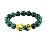 VALICLUD Color Changing Mythical Beast Bracelet Jadeite Beads Feng Shui Gemstone Stretch Wristband 10mm for Wealth Luck and Protection Women Jewelry Accessory