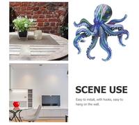 VALICLUD Colorful Blue Metal Octopus Wall Decor Hanging Ornament for Garden Fence, Iron Small Octopus Pendant Outdoor Wall Art Decoration