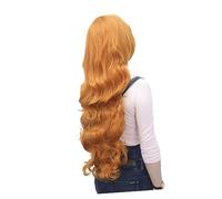 VALICLUD Colorful Long Wave Curly Hair Wig with Bangs for Cosplay Orange Lace Hair Wig for Women for Stage Performance and Daily Wear Restylable