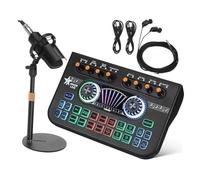 VALICLUD Compact Audio Mixer Sound Card with Condenser Microphone Low Latency Voice Changer for Live Streaming and Podcasting Portable Music Studio Equipment Bundle for Gamers and Creators